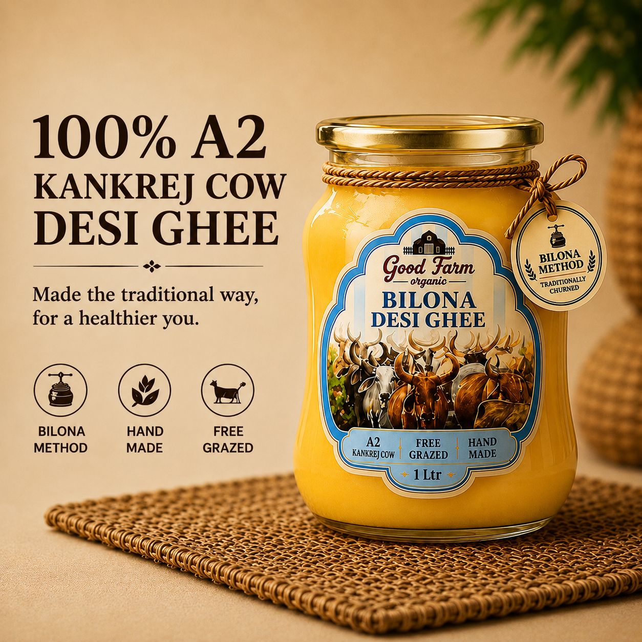 A2 Kankraj Cow Desi Ghee 1Ltr