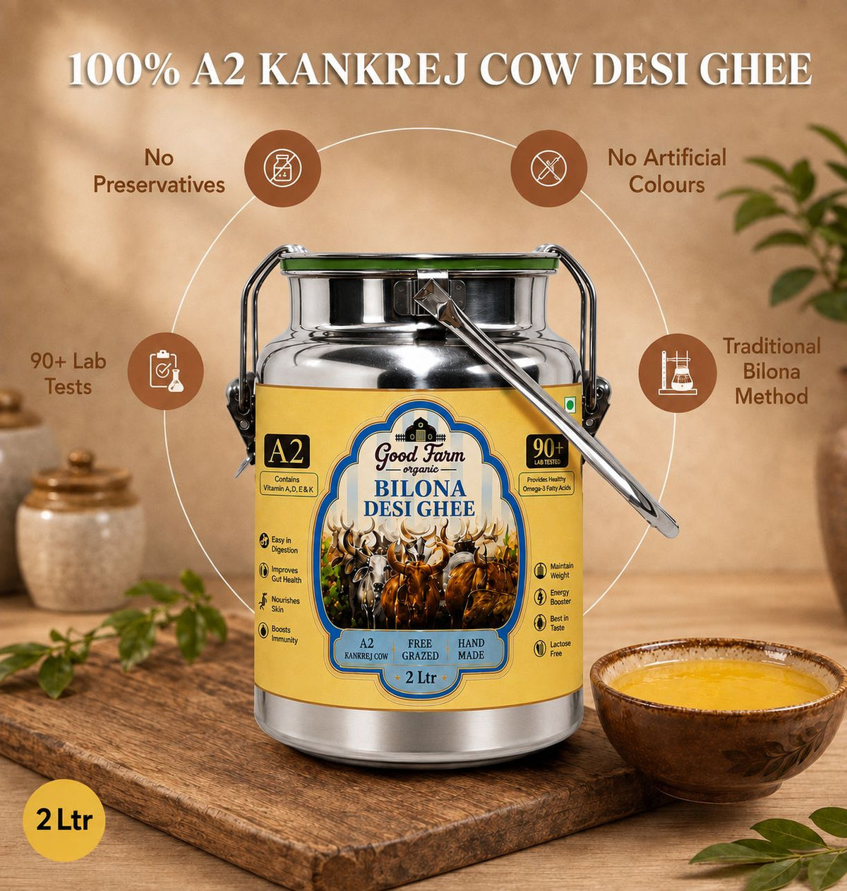 Kankrej Cow A2 Desi Ghee 2Ltr